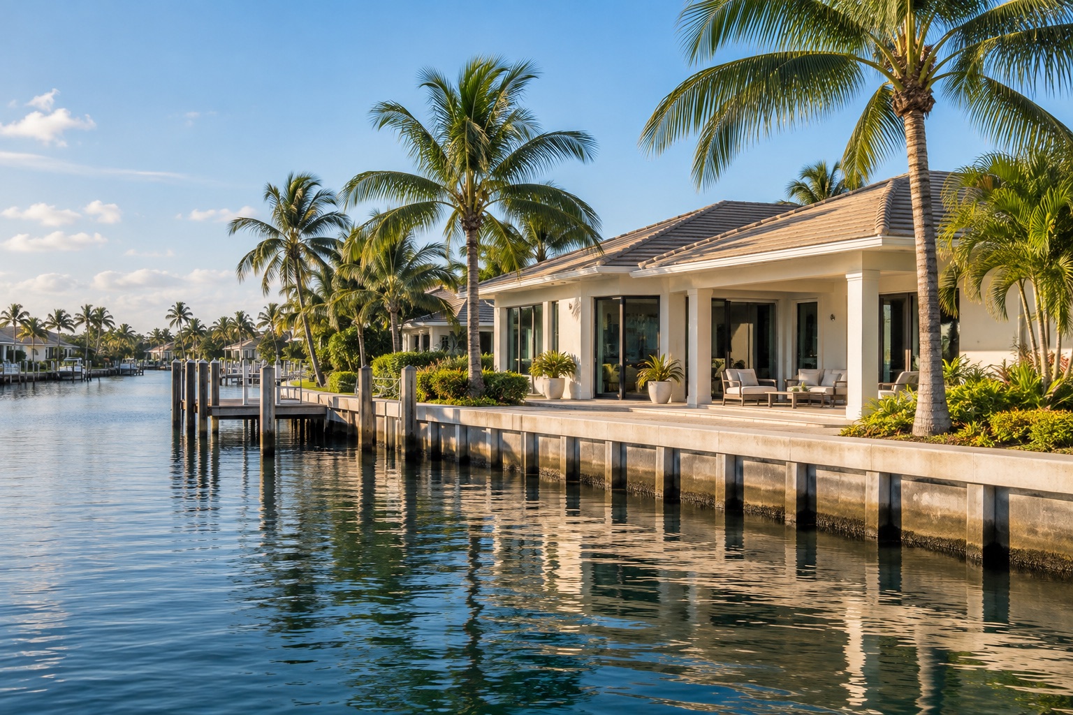 Waterfront South Florida home beside a residential canal